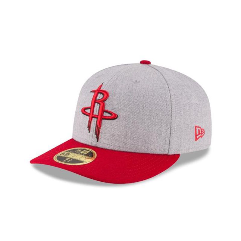 NBA Houston Rockets Heather Low Profile 59Fifty Fitted (GNI9475) - Grey New Era Caps